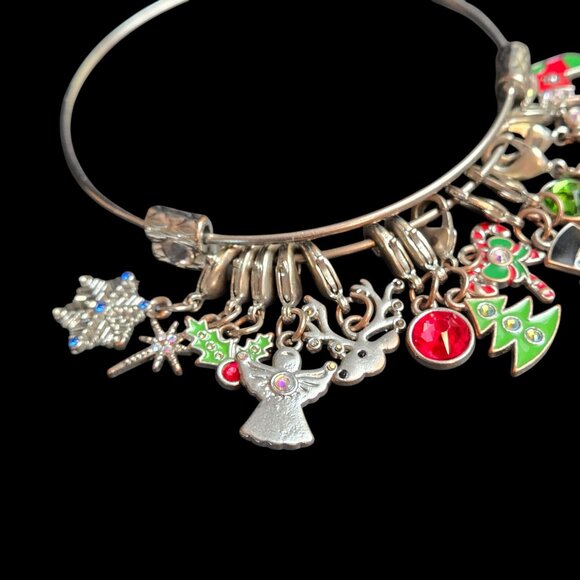 Christmas Themed Charm Bracelet With Festive Enamel Charms & Rhinestones - Picture 4 of 10